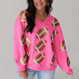 Pink Gold Rhinestone Lace Football Sweatshirt | Queen Of Sparkles