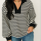 Seeing Stripes Polo Top | Black