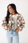 CHECKERED SHERPA JACKET | TAUPE