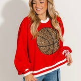 Red Jeweled Basketball Sweatshirt | Queen Of Sparkles