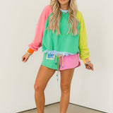 Colorblock QOS Logo Tie Sweatshirt | Queen Of Sparkles