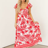 Palm Paradise Midi Dress | Red