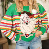 Green Rainbow Striped Santa Claus Sweater | Queen Of Sparkles