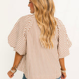 Essential Stripe Blouse | Pecan
