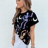 Black & Multi Dancing Skeleton Tee | Queen Of Sparkles