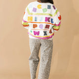 Grey Multi 'ABC's' Sweatshirt | Queen Of Sparkles
