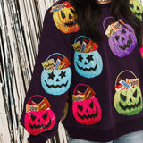Dark Purple Multi Candy In Halloween Baskets Sweatshirts | Queen Of Sparkles