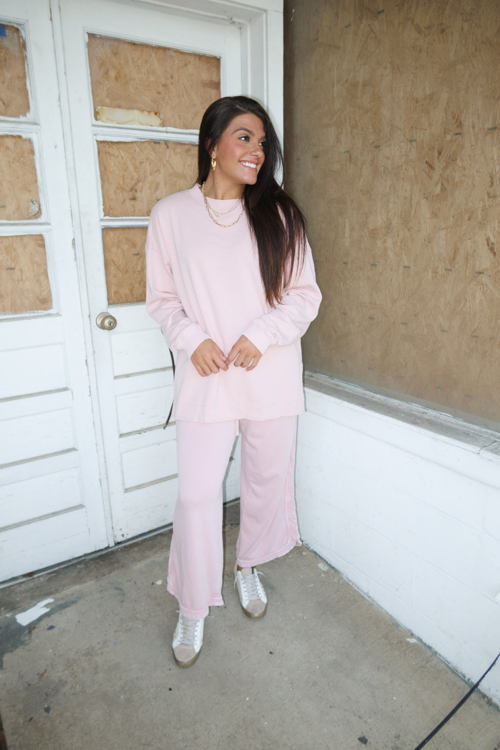 MINERAL WASH TERRY PULLOVER | ROSE