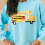 Aqua Flower School Bus Sweatshirt | Queen Of Sparkles