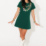 Bright Green Christmas Necklace Tee Dress | Queen Of Sparkles