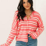Piper Cardigan | Rose Stripe