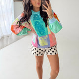 Multi Colorblock QOS Card Logo Sweatshirt | Queen Of Sparkles