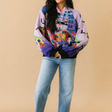 Lavender Multi Trick Or Treating Scene Cardigan | Queen Of Sparkles