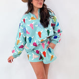 Teal Multi Bull Head Sweatshirt