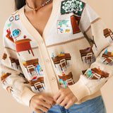 Multi School Classroom Scene Cardigan | Queen Of Sparkles