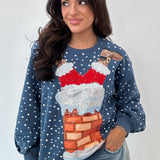 Blue Santa Stuck In Chimney Sweatshirt