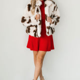 Faux Fur Jacket | Cow Print