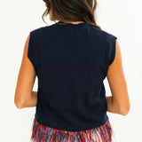 Licensed Ole Miss 'Hotty Toddy'  Feather Bottom Tank Sweater | Queen Of Sparkles