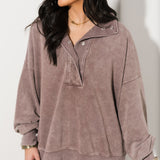 Terry Quarter Snap Pullover | Mocha