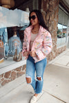 FLORAL PUFFER JACKET | PINK