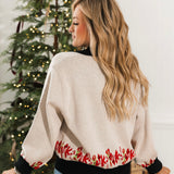 Black Trim Collar Nutcracker & Candy Cane Button Up Cardigan | Queen Of Sparkles