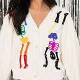 White Rainbow Skeleton Button Up Cardigan | Queen Of Sparkles