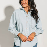 Pinstripe Denim Shacket