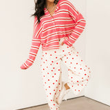 Polka Dot Barrel Jeans | Cream Red