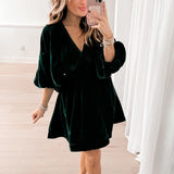 Portia Velvet Mini Dress | Uncut Emerald