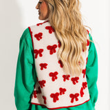 Textured Bow Vest | Red