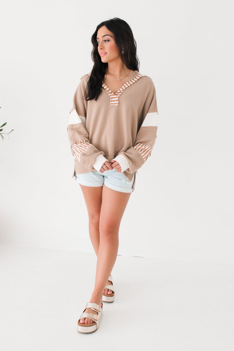 DREAMHOUSE PULLOVER | TAUPE & CREAM