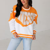 Licensed Orange & White Two Tone Holographic 'Tennessee' Sweatshirt | Queen Of Sparkles