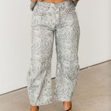 Good Luck Printed Barrel Jeans | Snake Combo