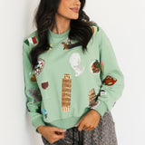 Seafoam Scattered Italy Icons Sweatshirt | Queen Of Sparkles