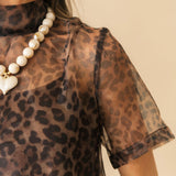 Sheer Overlay Midi Dress | Leopard