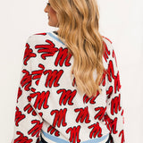 Licensed Ole Miss Knit In Mascot Rhinestone Cardigan | Queen Of Sparkles