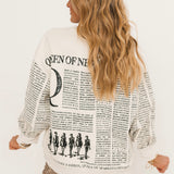 White & Black 'Queen Of News' Sweatshirt | Queen Of Sparkles