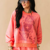 Coral Tonal QOS Card Sweatshirt | Queen Of Sparkles