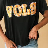 Licensed Tennessee Black Patterned Letters Tee | Queen Of Sparkles