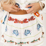 White Striped Seafood Gauze Short | Queen Of Sparkles
