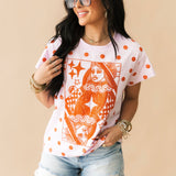Pink & Orange Polka Dot QOS Card Logo Tee | Queen Of Sparkles