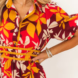 Radiant Flora Midi Dress | Garnet