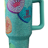 Mint Conversation Hearts Rhinestone Tumbler | Queen Of Sparkles