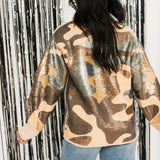 Green Full Sequin Camo Shacket | Queen Of Sparkles