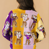 Licensed LSU Mascot Colorblock Button Up Cardigan | Queen Of Sparkles