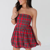 Holiday Plaid Mini Dress | Red