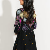 Black Multi Rainbow Firework Jeweled Sweater Dress | Queen Of Sparkles