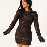 Made To Shine Mini Dress | Espresso