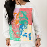 Grey Colorblock Gingham QOS Card Logo Sweatshirt | Queen Of Sparkles