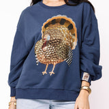 Navy Big Turkey Sweatshirt | Queen Of Sparkles